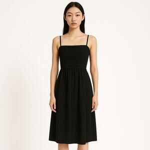 Aritzia Wilfred Women's Black Smocked Sleeveless Cami A Line Mini Dress Size S